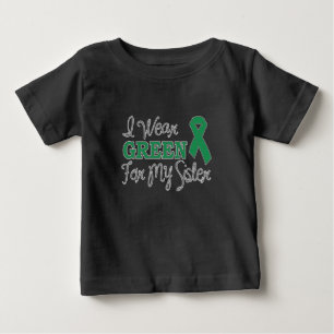 Camiseta Para Bebê Eu Visto Verde Para Minha Irmã (Fita Verde)