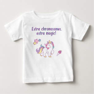 Camiseta Para Bebê Extra Cromossoma Magia Unicórnio