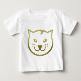 Camiseta Para Bebê Face de Gato Dourada e Falso - Cor de fundo person