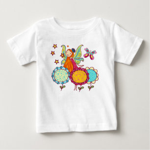 Camiseta Para Bebê Fada De Jardim Com Flores