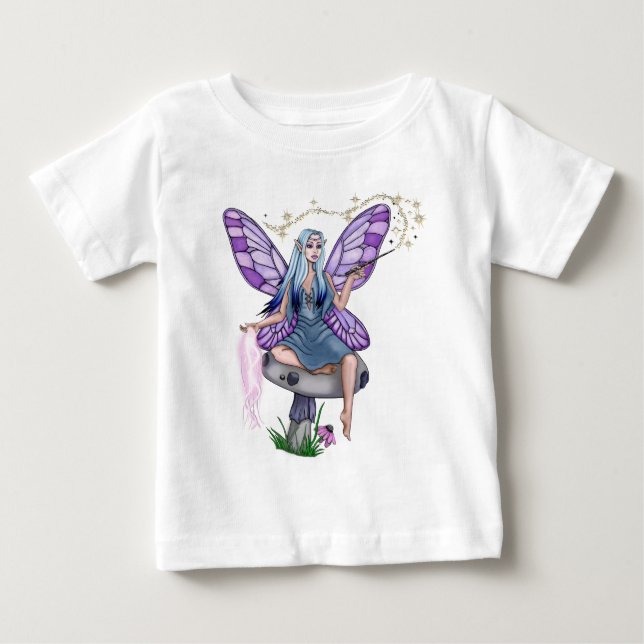 Camiseta Para Bebê Fada Mágica de Cogumelo (Frente)