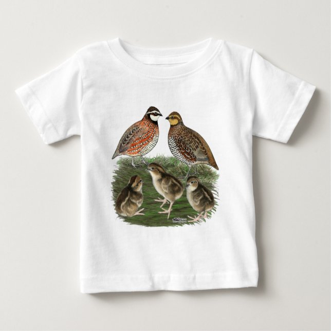 Camiseta Para Bebê Família das codornizes (Frente)