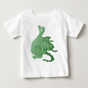 Camiseta Para Bebê fantasia mítica criatura doce dragão verde