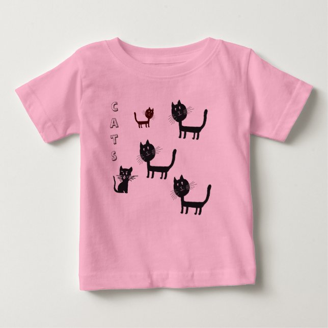 Camiseta Para Bebê Fato De Porco De Bebê GATO, Rosa (Frente)