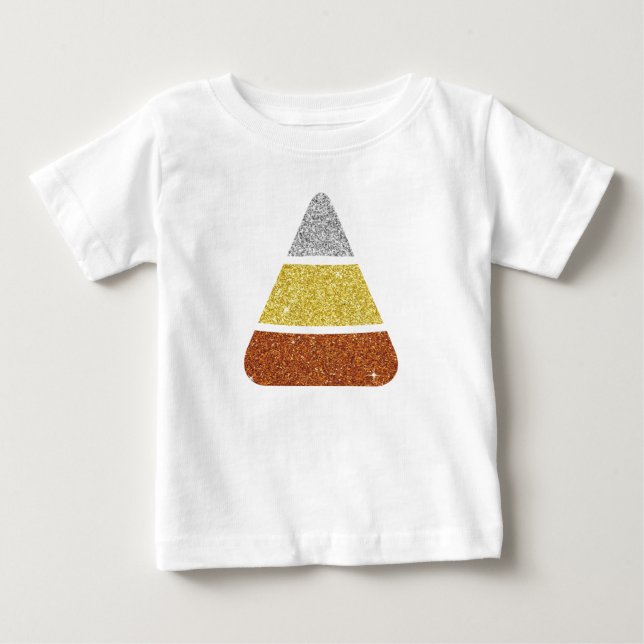 Camiseta Para Bebê Faux Glitter Candy Corn (Frente)