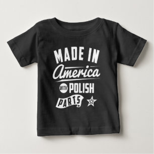 Camiseta Para Bebê Feito em América com peças polonesas