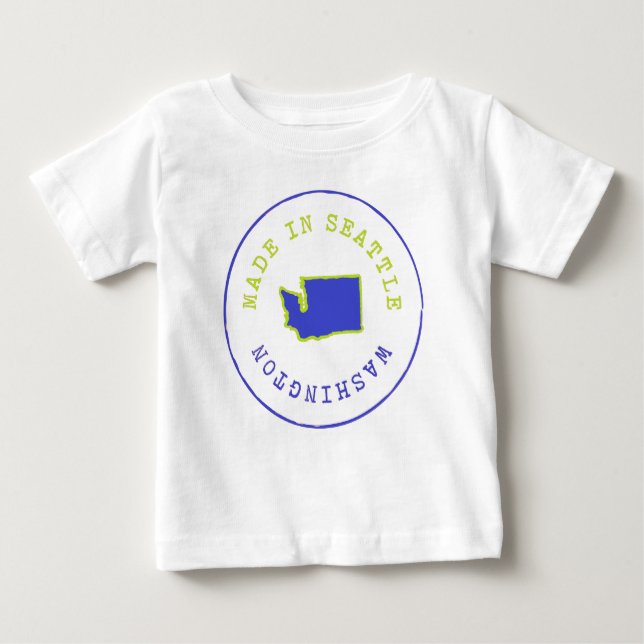 Camiseta Para Bebê Feito em Seattle Stamp (Frente)