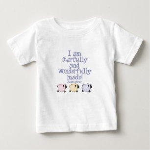 Camiseta Para Bebê Feito temìvel e maravilhosamente - azul