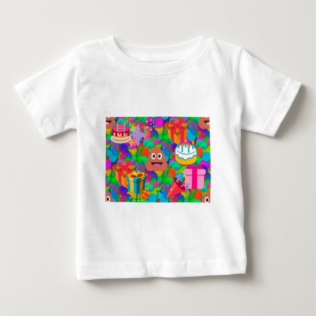 Camiseta Para Bebê feliz cocô de aniversário emoji (Frente)
