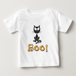 Camiseta Para Bebê Feliz Dia das Bruxas Boo Gato Preto