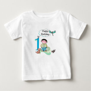 Camiseta Para Bebê Feliz Primeiro Aniversário, Birthday Boy Jersey