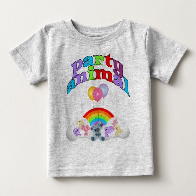 Camiseta Para Bebê Festa de diversão animal (Frente)