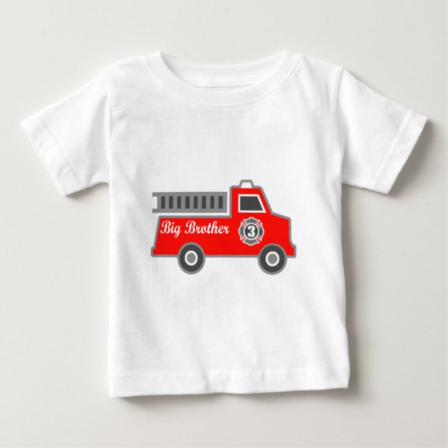 Camiseta Para Bebê Fire Truck Big Brother (Frente)