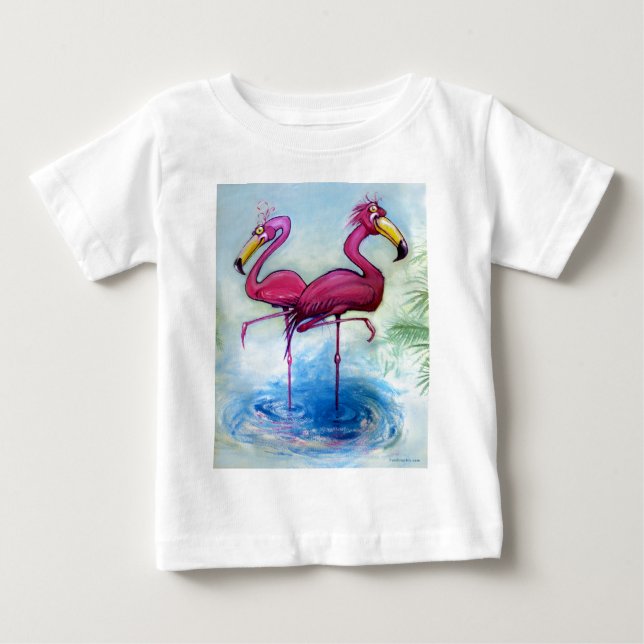 Camiseta Para Bebê Flamingos (Frente)