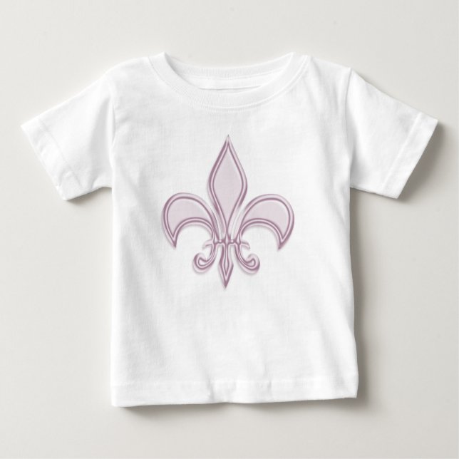 Camiseta Para Bebê Fleur de Lis, elemento metálico rosa. (Frente)