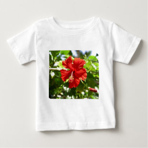 Camiseta Para Bebê Flor Brilhante Red Havaiana Hibiscus