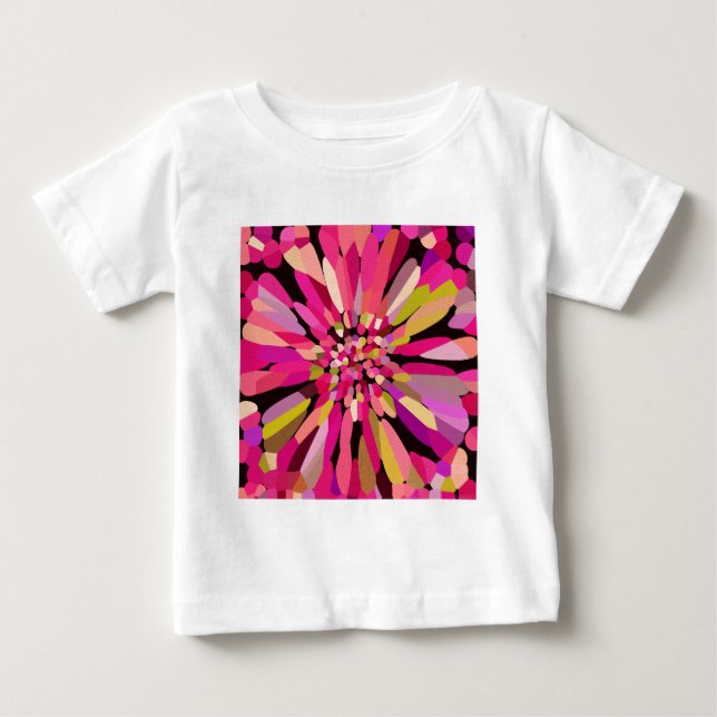 Camiseta Para Bebê Flor de Confetti Rosa (Frente)
