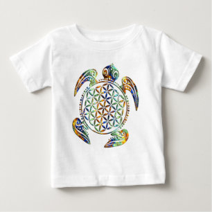 Camiseta Para Bebê Flor de DES Lebens da vida/Blume - tartaruga