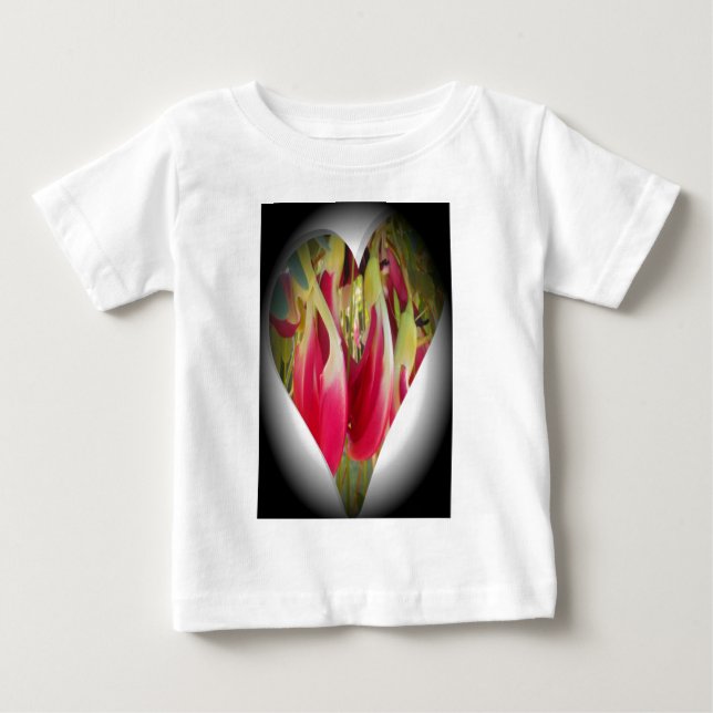 Camiseta Para Bebê Floral Heart Impressão (Frente)
