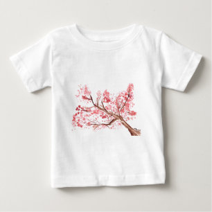 Camiseta Para Bebê Flores cor-de-cereja cor-de-rosa flores