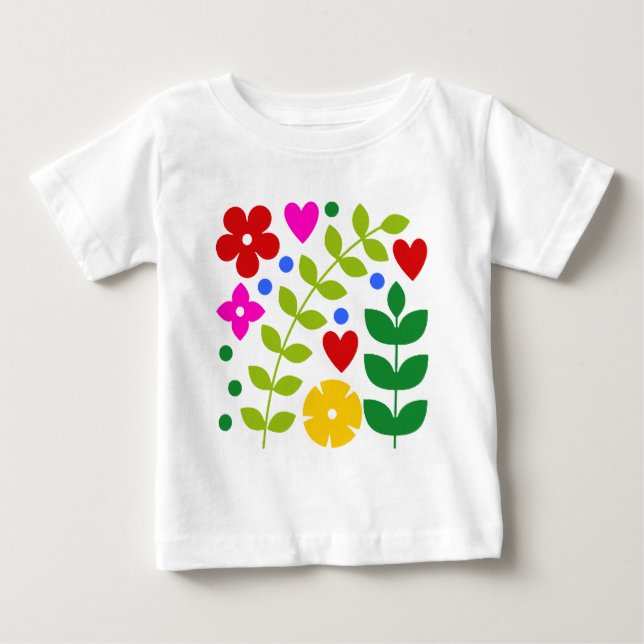 Camiseta Para Bebê Flores lunáticas (Frente)