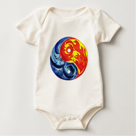 Camiseta Para Bebê Fogo e Gelo Yin-Yang