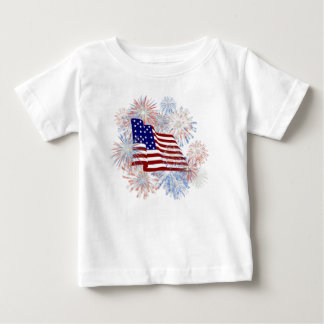 Camiseta Para Bebê Fogos-de-artifício da bandeira americana do KRW