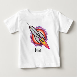 Camiseta Para Bebê Foguete Espacial ao Infinito e Além