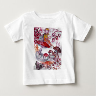 Camiseta Para Bebê FOLHA MÁGICA DE MUSHROOMS Fantasia Branca Vermelha