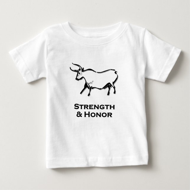 Camiseta Para Bebê Força De Touro E Preto De Honra (Frente)