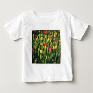 Camiseta Para Bebê Foto Quadrada - Tulipas Coloridas
