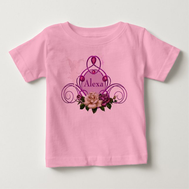 Camiseta Para Bebê Frame de Fada Rosa Rosa Bebê Tutu Roupa (Frente)