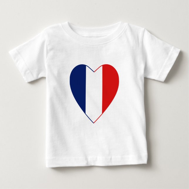 Camiseta Para Bebê França Flag Heart Shirt (Frente)