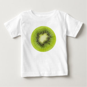 Camiseta Para Bebê Fruta fresca de kiwi. Fechamento de fatias redonda