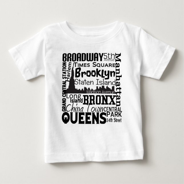 Camiseta Para Bebê FUN NYC Word CLOUD Inspirado Graphical TEE (Frente)