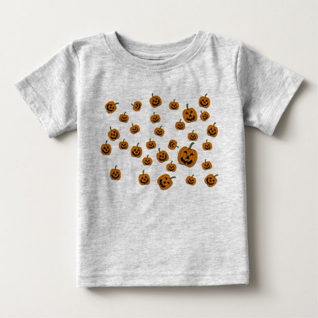 Camiseta Para Bebê Fundo Jack O' Lanternas (Frente)