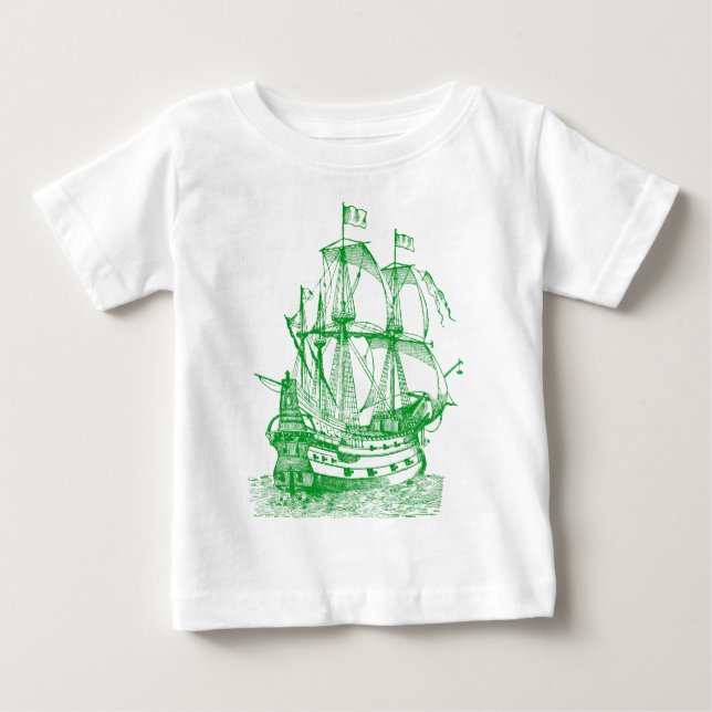 Camiseta Para Bebê Gallion - Grass Green (Frente)