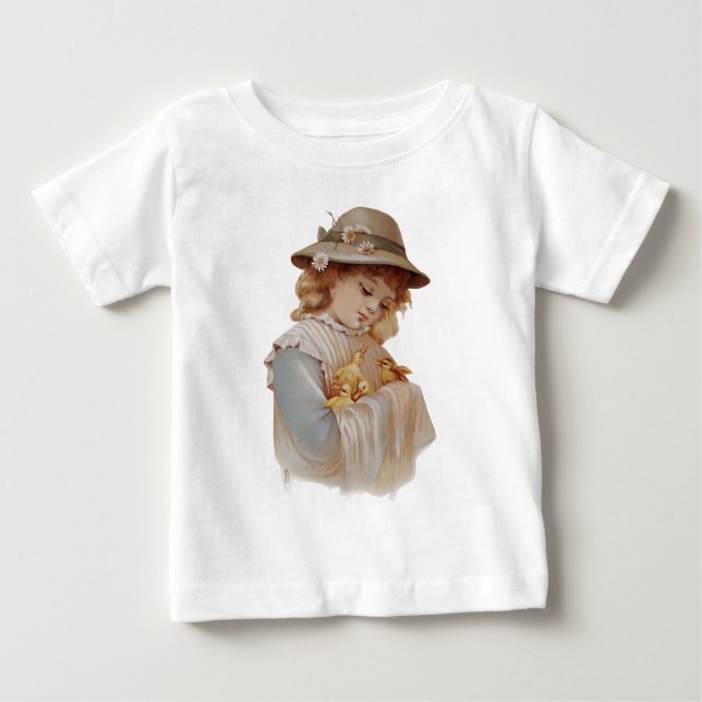 Camiseta Para Bebê Garota com Patos Bebês (Frente)