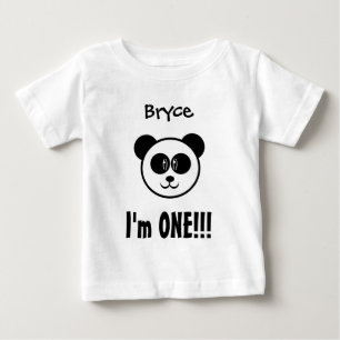 Camiseta Para Bebê Garoto ou primeiro aniversario de um ano com Panda