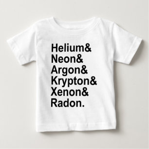 Camiseta Para Bebê Gases Nobres Hélio Neônio Argônio Criptônio Radôni