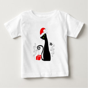 Camiseta Para Bebê Gatinho de Natal moderno