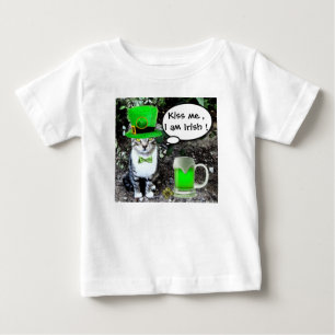 Camiseta Para Bebê GATO DE Dia de São Patrício COM CERVEJA VERDE IR