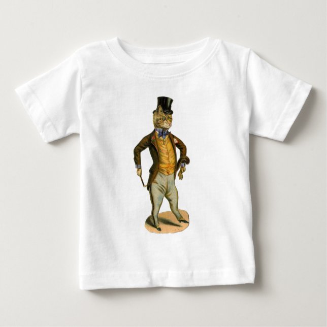 Camiseta Para Bebê Gato do chapéu alto (Frente)
