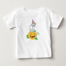 Camiseta Para Bebê Gato do Feiticeiro do Halloween na Pumpkin