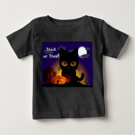 Camiseta Para Bebê Gato Negro Halloween