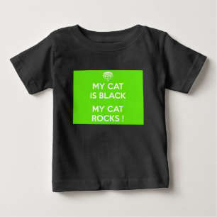 Camiseta Para Bebê Gato negro rocha