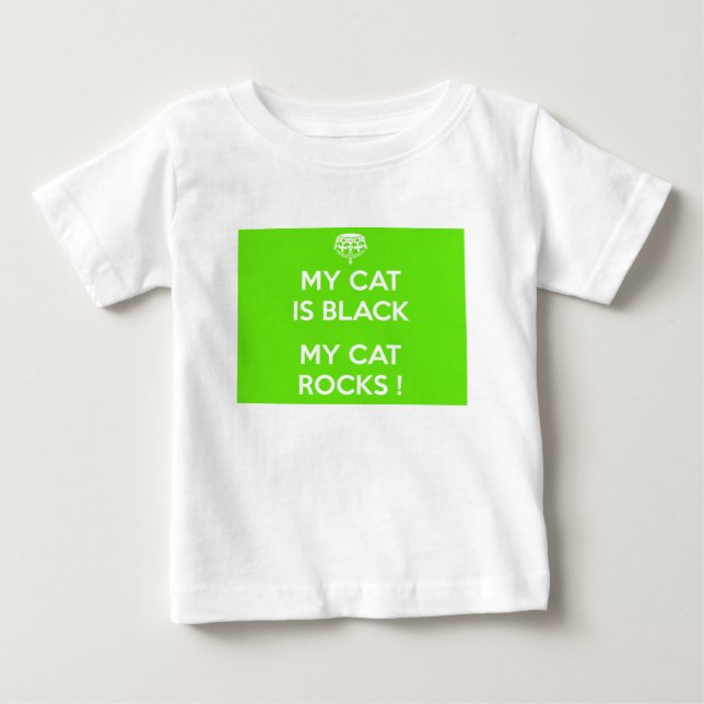 Camiseta Para Bebê Gato negro rocha (Frente)