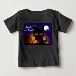 Camiseta Para Bebê Gato Preto de Halloween