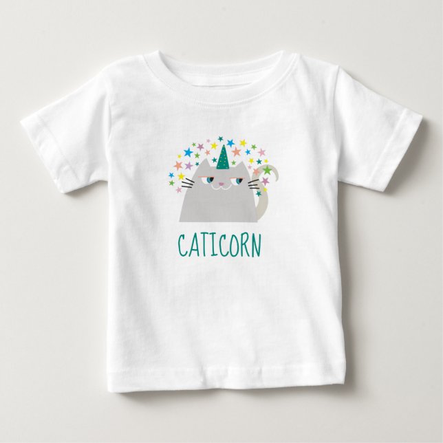 Camiseta Para Bebê Gato Unicórnio Fofo (Frente)