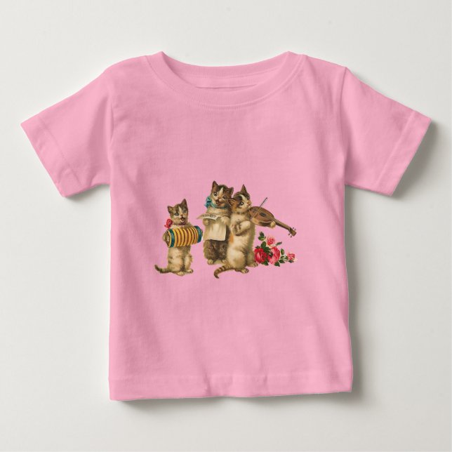 Camiseta Para Bebê Gatos Musicais (Frente)